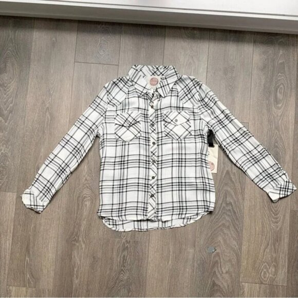 Anthropologie Ash and Ember Button Down Shirt Plaid Flannel Size Medium - Picture 6 of 14